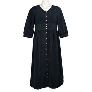 NWT Hidden Alley Women's Corduroy V Neck Midi Dress Dark Forest Green M
